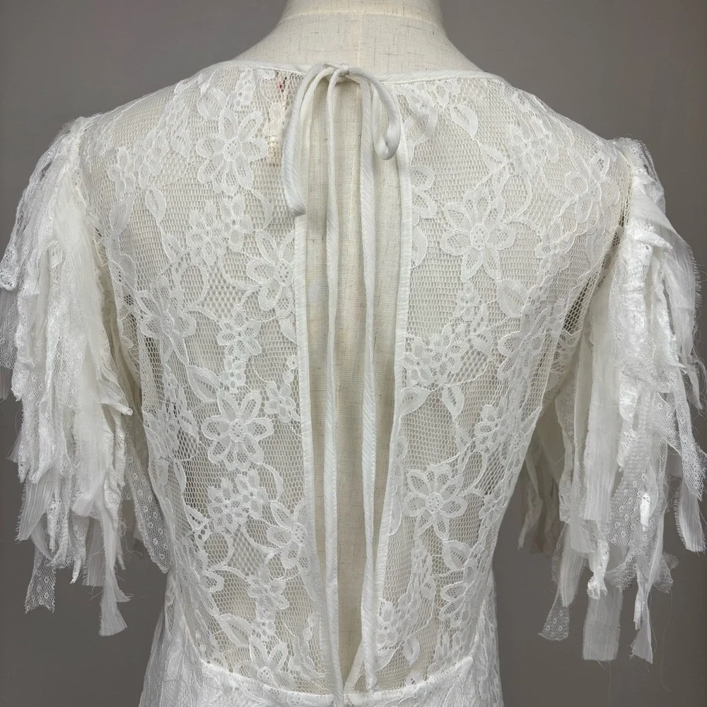 Free People Songbird Mini Dress Lace Frilled White M